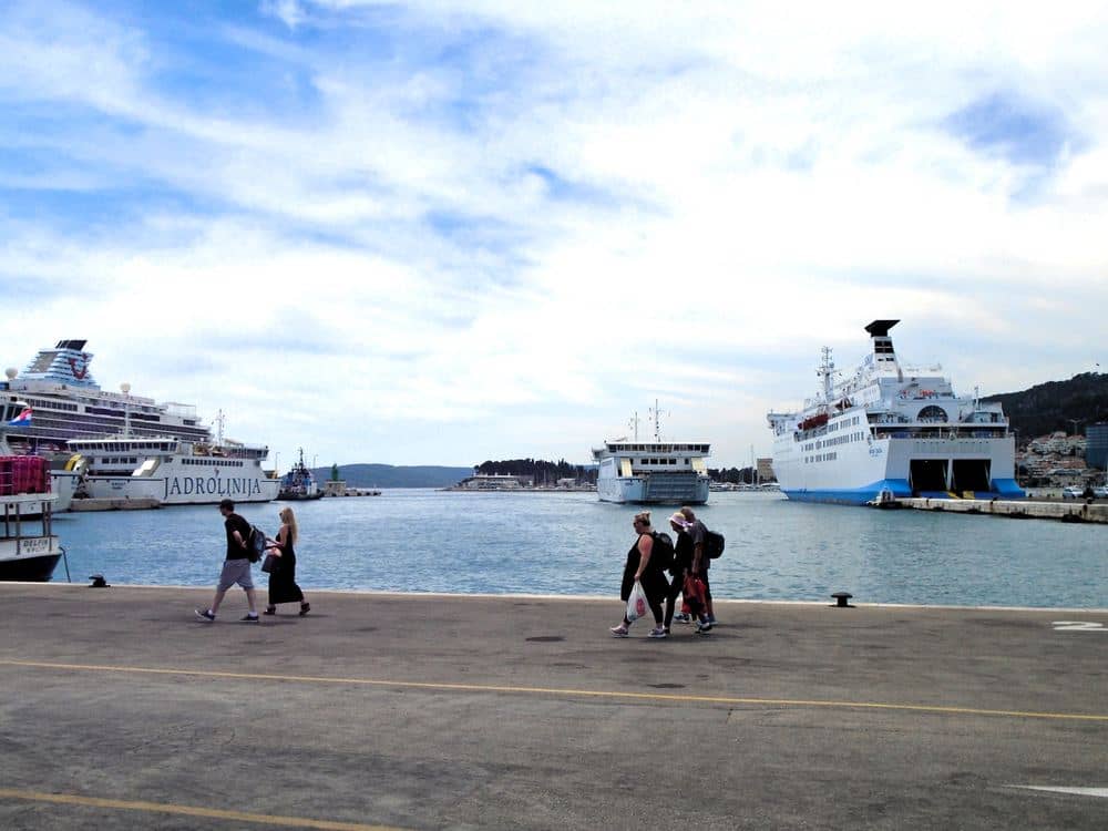 Jadrolinija ferries in Split harbour, the port for the winter sailings to Brač, Hvar and Korčula