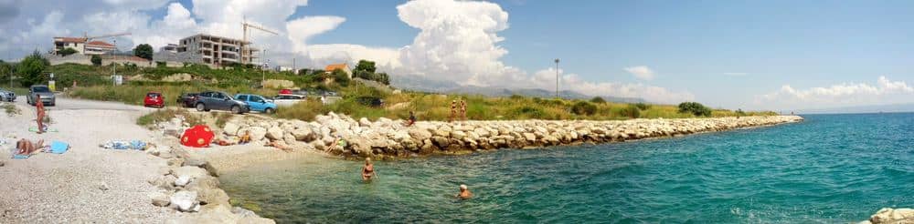 Žnjan, the long pebble beach at the eastern end of the city