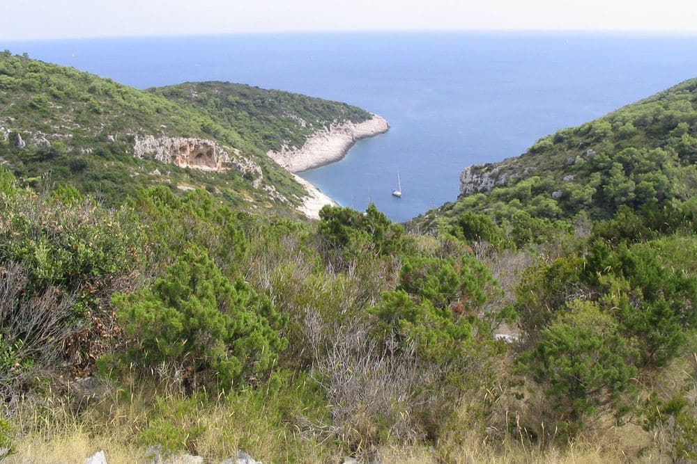Stiniva cove on Vis: the deep bays of the outer islands are where the signal drops, so download the map first