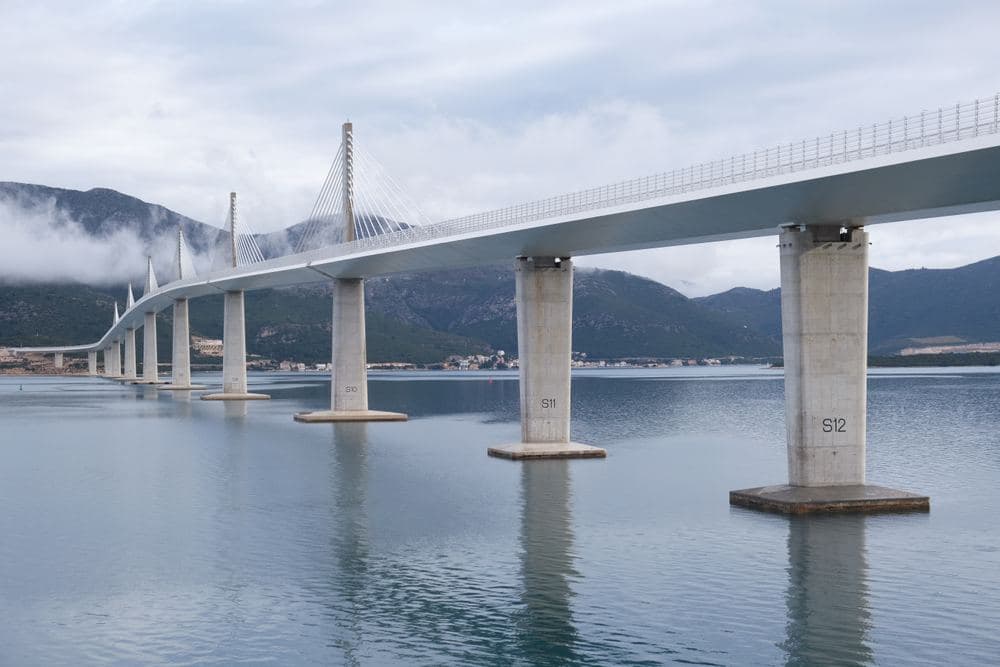 The Pelješac bridge, which took the Bosnian border out of the Split to Dubrovnik road in 2022