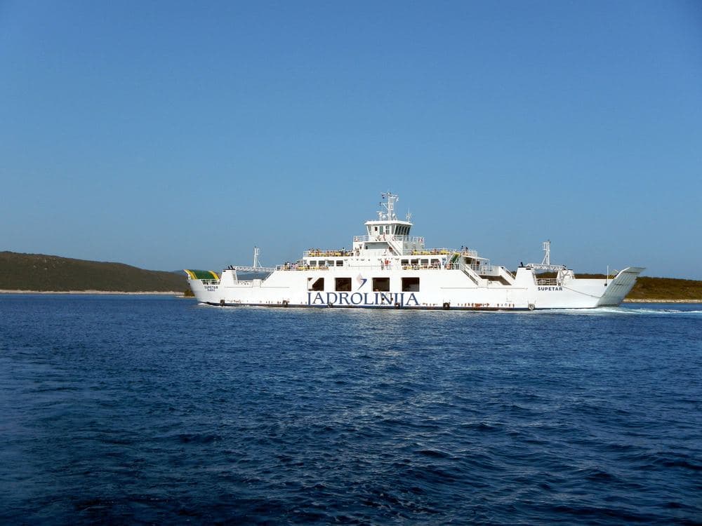 The Jadrolinija ferry rounding the cape into Supetar