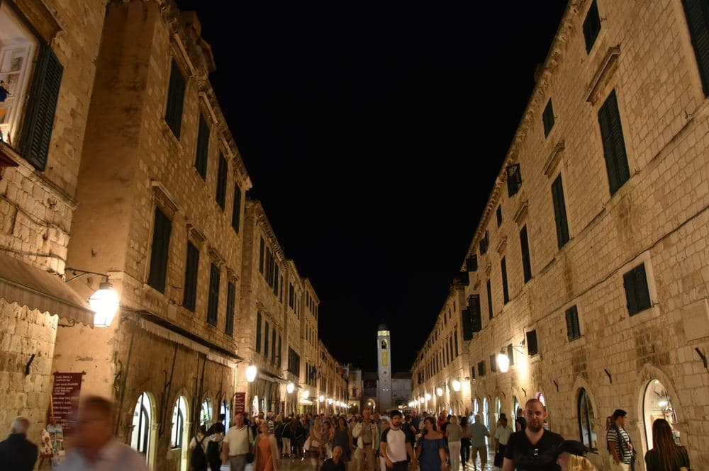 The Stradun at night, the last two evenings of the trip