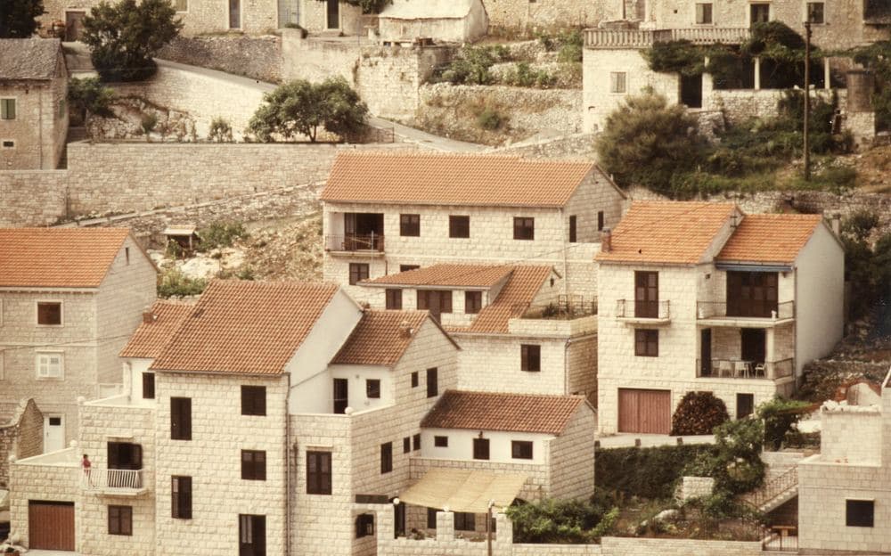 Stone houses in Pučišća, cut from the quarries above the bay