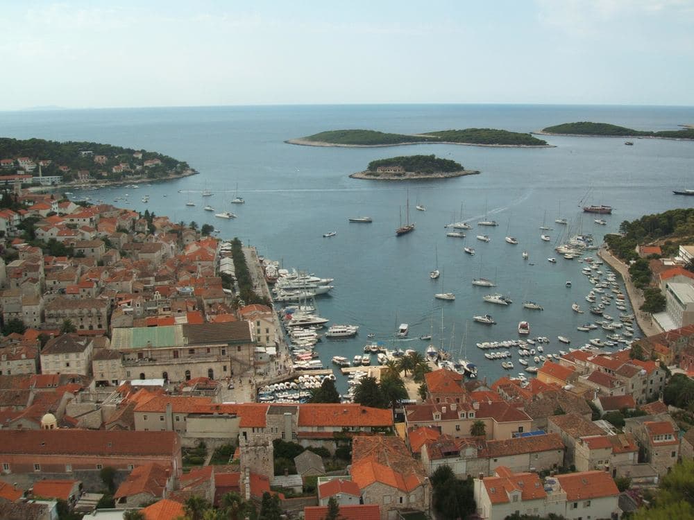 Hvar town and the Pakleni islands from the Fortica, the 20-minute climb of day 3