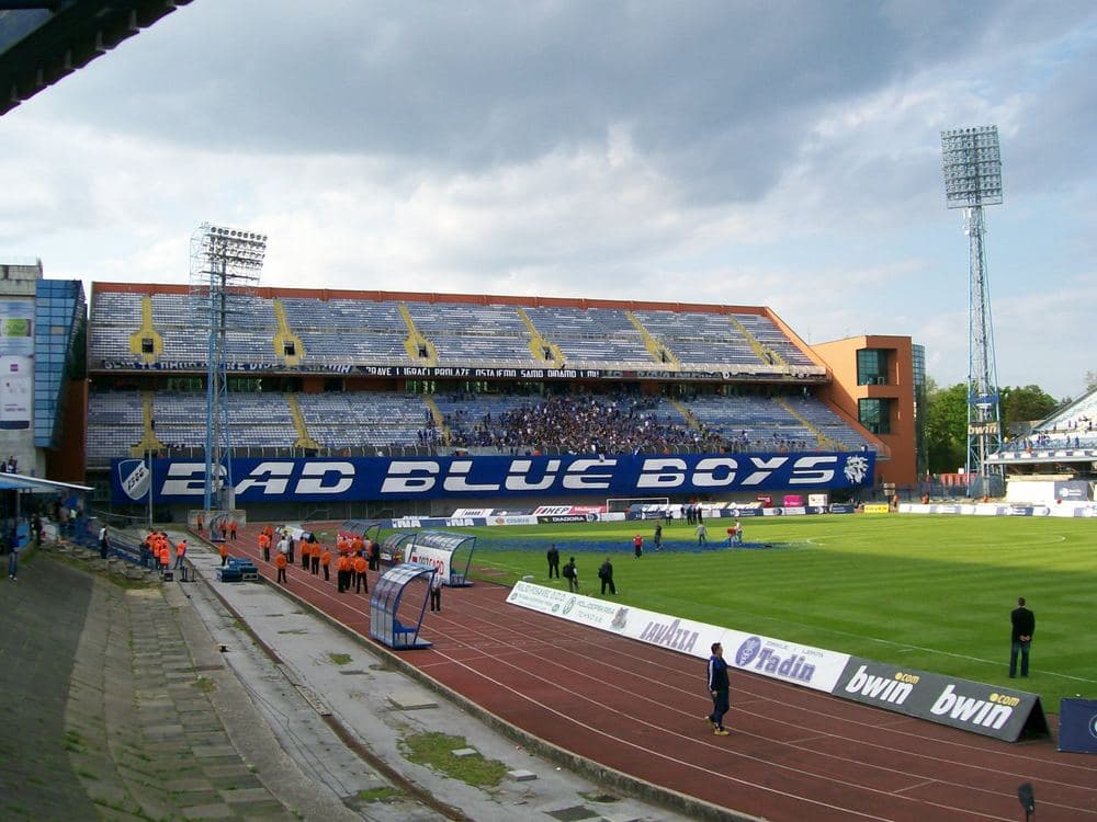 The north stand of Maksimir, where Dinamo's Bad Blue Boys stand