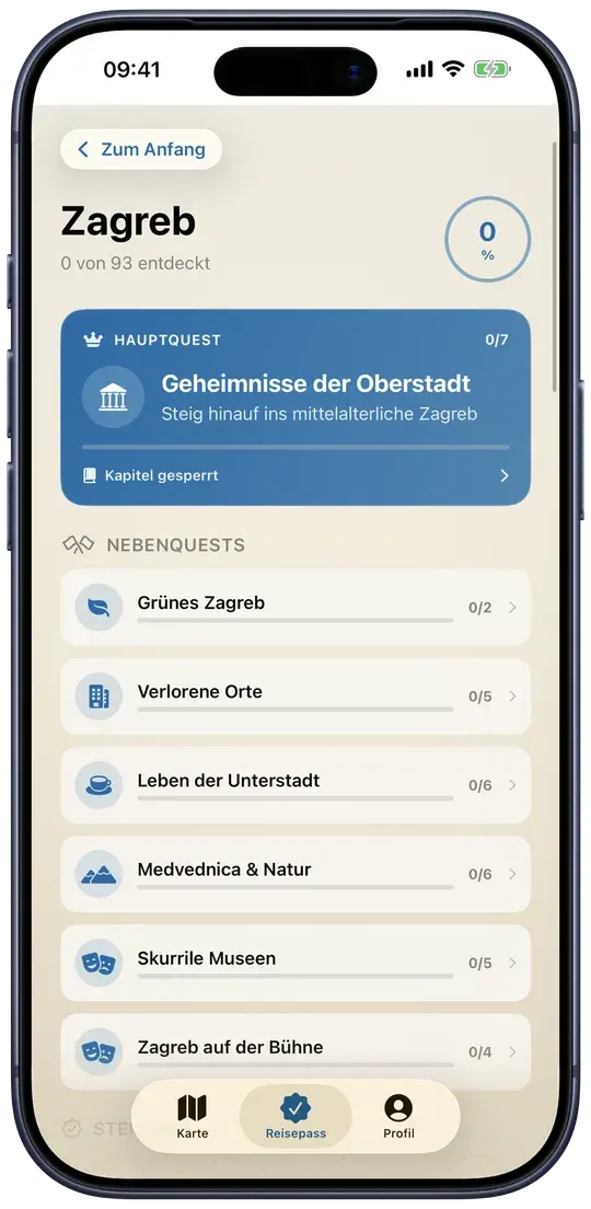 CroVenture Routen und Quest Ansicht