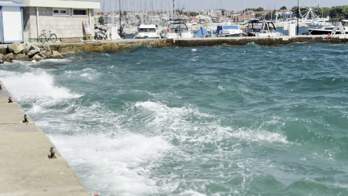 The sea against the quay wall